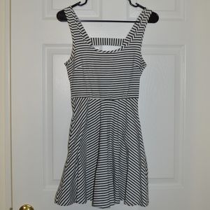 Black & White Striped Dress with Pockets